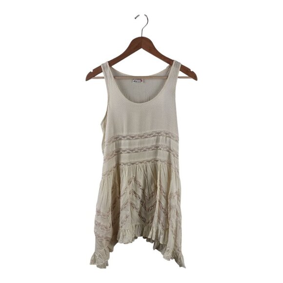 Free People Cream Polka Dot Tank Lace Size XS - Picture 2 of 7